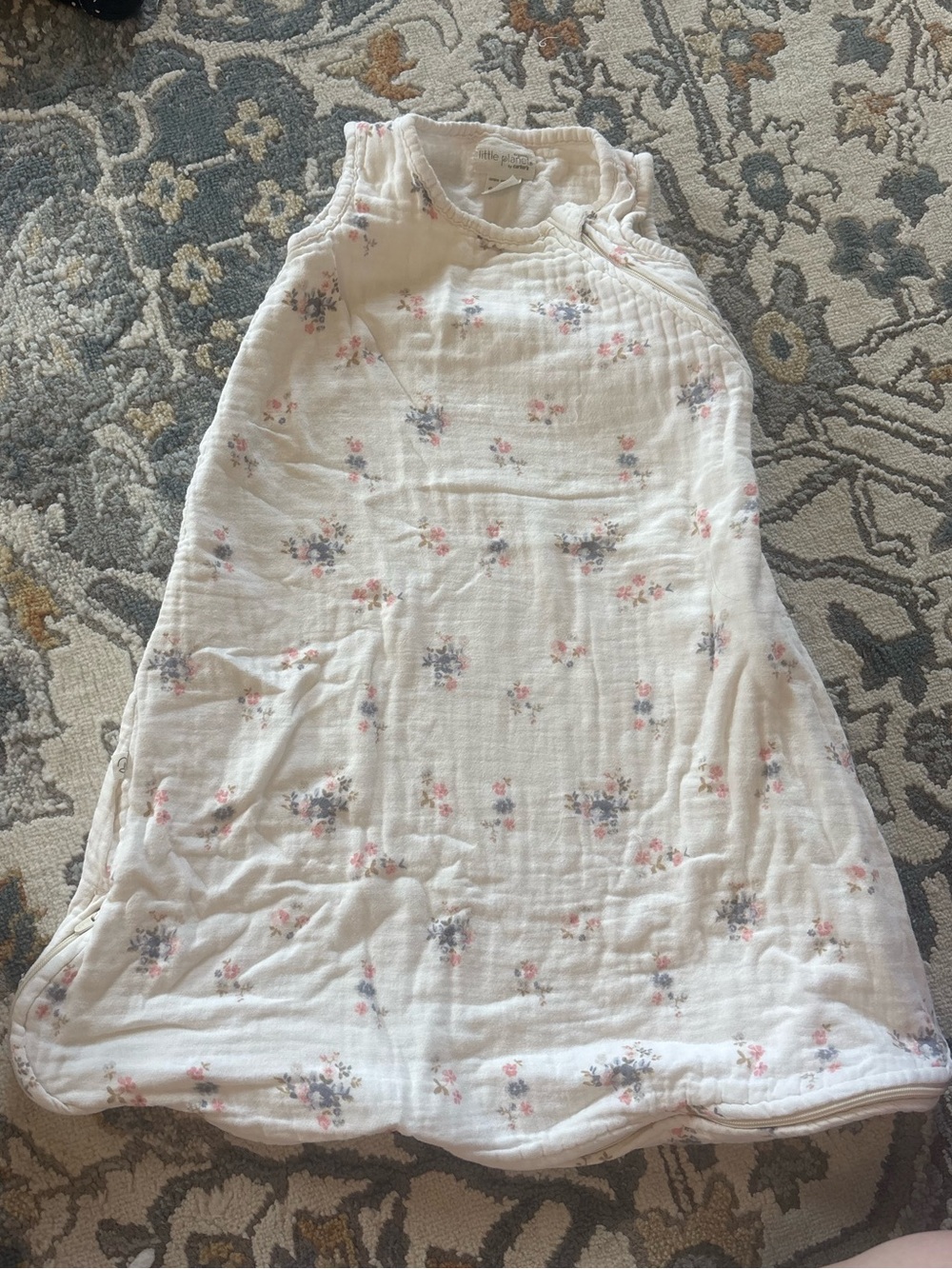 White Floral Sleep Sack - Soft Muslin Baby Sleep Sack